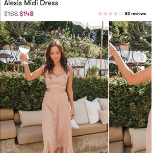 Show Me Your Mumu Size XS Alexis Midi Dress in Rose Gold Luxe Satin